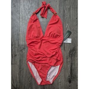 Ralph Lauren Slimming Haulter One Piece Bathingsuit Swimsuit Women's Size 14